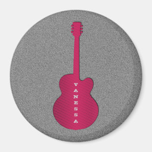 Aimant de guitare rayé, rose chaud
