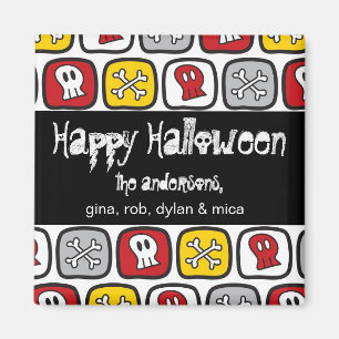 Aimant de Halloween de crânes et d'os de bande