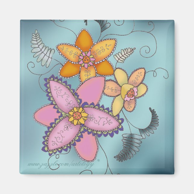 Aimant de jonquilles colorées (Devant)