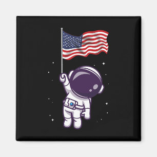 Aimant De Juillet Astronaut États-Unis Drapeau Américain