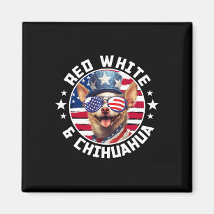 Aimant De Juillet Chien Funny Patriotique Rouge1