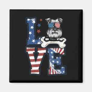 Aimant De Juillet Décor Patriotique Amour Schnauzer Chien