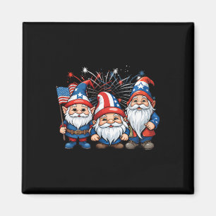 Aimant De Juillet Patriotique Gnome Américain Drapeau Usa