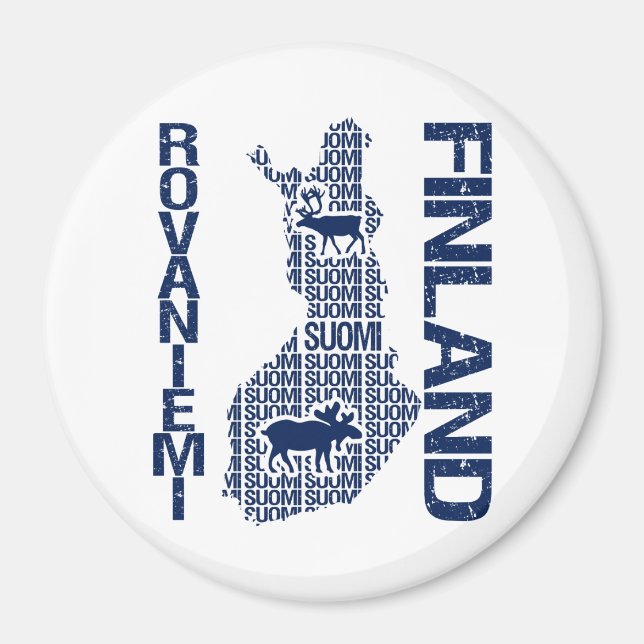 Aimant de la carte de la FINLANDE - Rovaniemi (Devant)