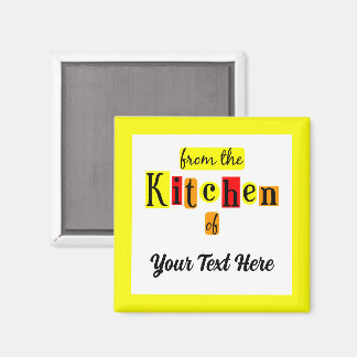Aimant De la cuisine de bordure jaune personnalisée rétro