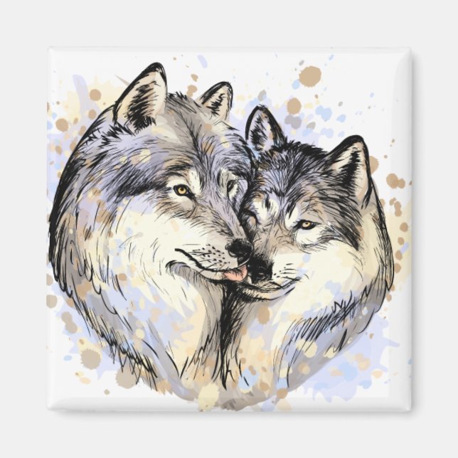 aimant de loup couple (Devant)
