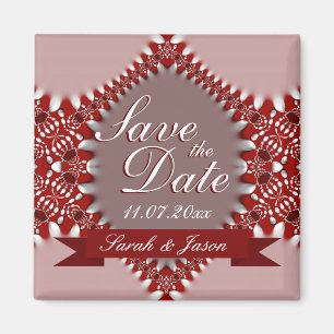 Aimant de mariage à la date Rose Rouge