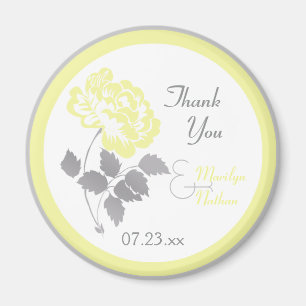 Aimant de mariage Pivoine Jaune sur Favor Blanc