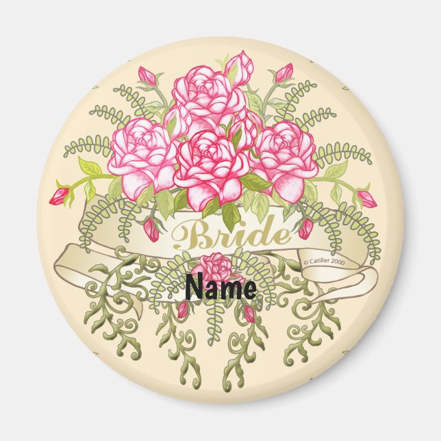 Aimant de mariage Rose Mariée (Devant)