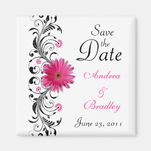 Aimant de mariage "Save the Date" avec gerbera ros