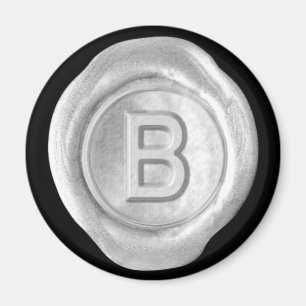 Aimant de monogramme de joint de cire - argent -