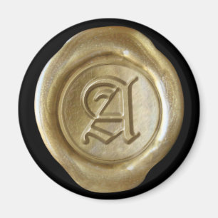 Aimant de monogramme de joint de cire - or - les