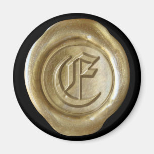 Aimant de monogramme de joint de cire - or - les