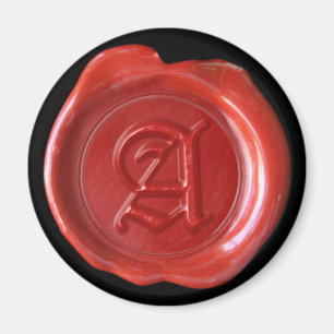 Aimant de monogramme de joint de cire - rouge -