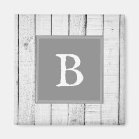 Aimant de monogramme rustique gris