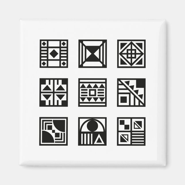Aimant de motif tribal géométrique noir (Devant)