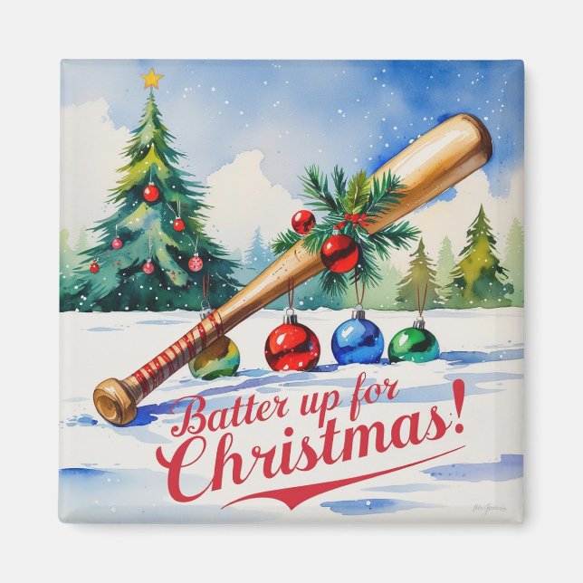 Aimant de Noël de baseball - Décor sportif festif (Devant)