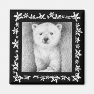 Aimant de Noël de flocon de neige de CUB d'ours