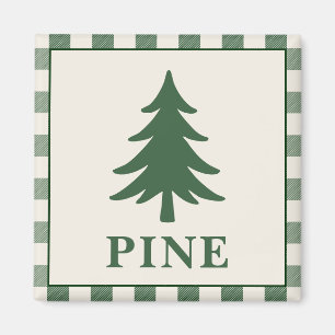 Aimant de Noël en forme de pin sylvestre vert rust