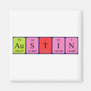 Aimant de nom de table périodique Austin