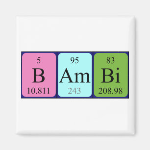 Aimant de nom de table périodique Bambi