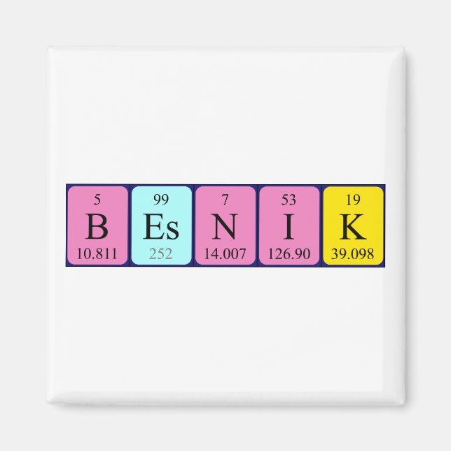 Aimant de nom de table périodique Besnik (Devant)