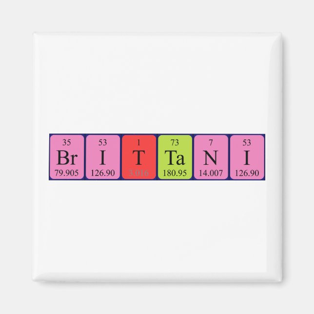 aimant de nom de table périodique Brittani (Devant)