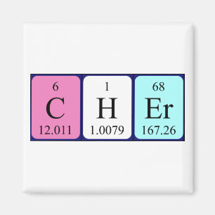 aimant de nom de table périodique Cher