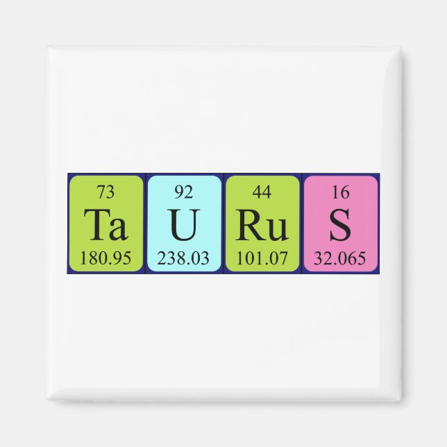 Aimant de nom de table périodique de Taurus (Devant)