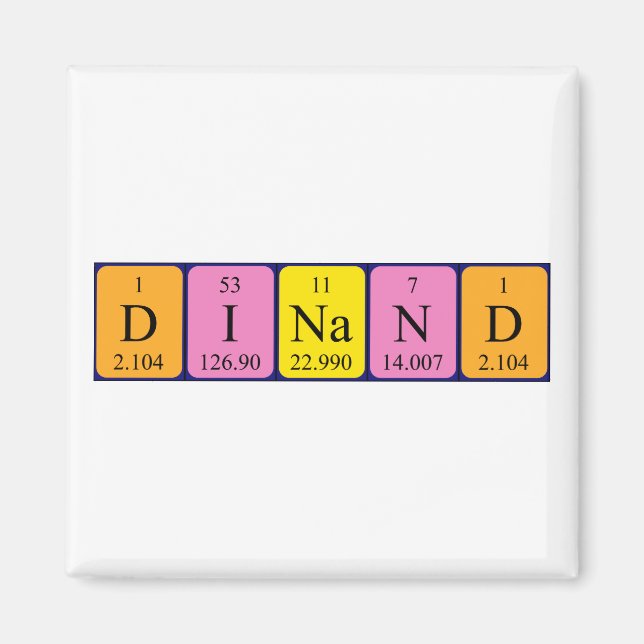 Aimant de nom de table périodique Dinand (Devant)