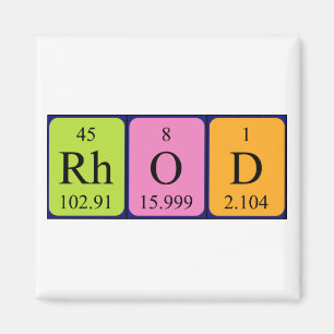 Aimant de nom de table périodique du Rhod