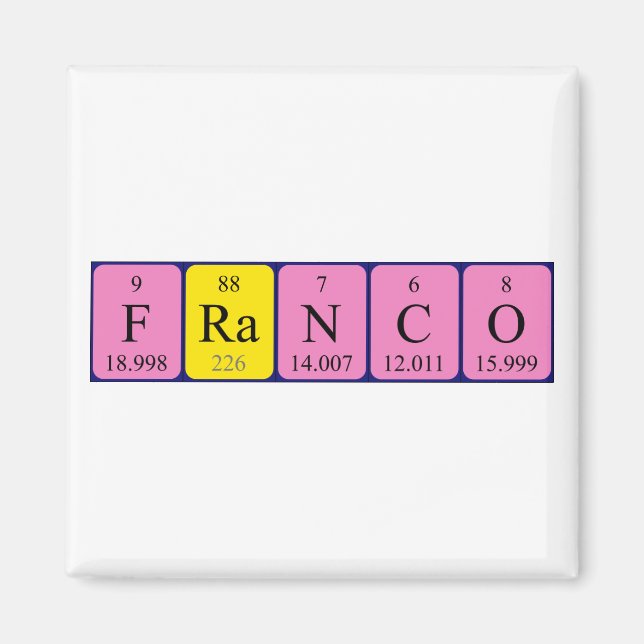 aimant de nom de table périodique franco (Devant)