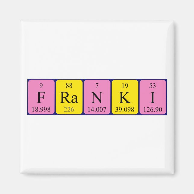 Aimant de nom de table périodique Franki (Devant)