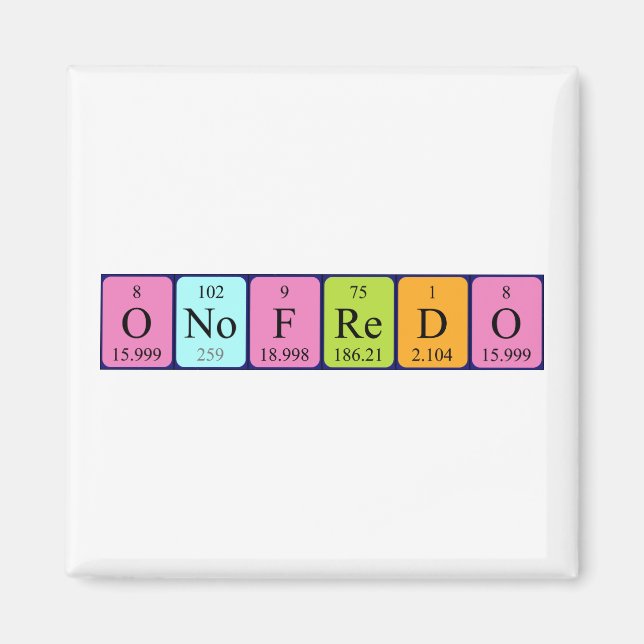 Aimant de nom de table périodique Onofredo (Devant)