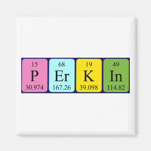 aimant de nom de table périodique Perkin