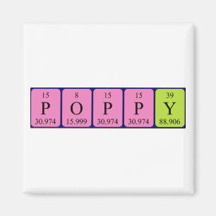 aimant de nom de table périodique Poppy