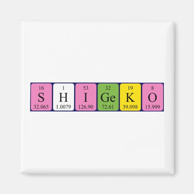 Aimant de nom de table périodique Shigeko (Devant)