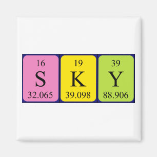 Aimant de nom de table périodique Sky