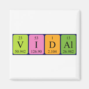 Aimant de nom de table périodique Vidal