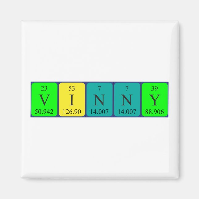 Aimant de nom de table périodique Vinny (Devant)
