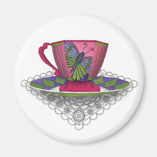 Aimant de papillon de tasse de thé