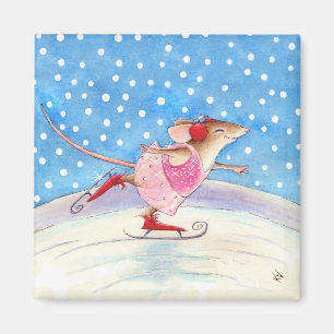 Aimant de patinage artistique souris