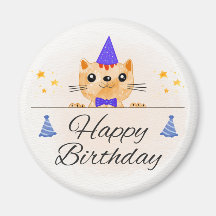 Aimant de photo de chat d'anniversaire mignon