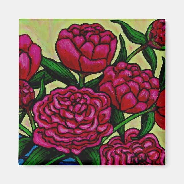 Aimant de pivoine florale funky (Devant)