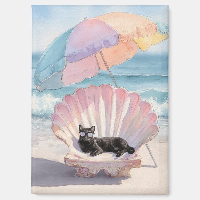 Aimant de plage de chats noirs (Recto)