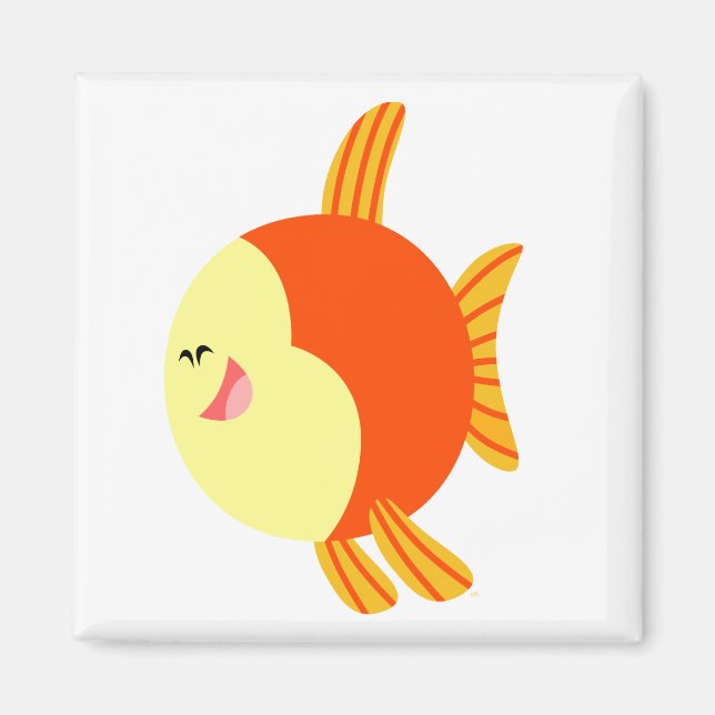 Aimant de poisson caricaturé mou et moelleux (Devant)