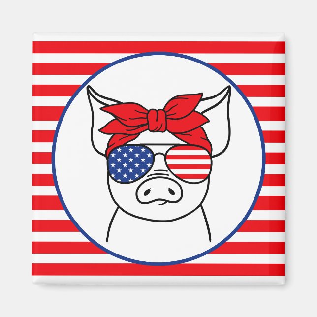 Aimant de porc patriotique (Devant)