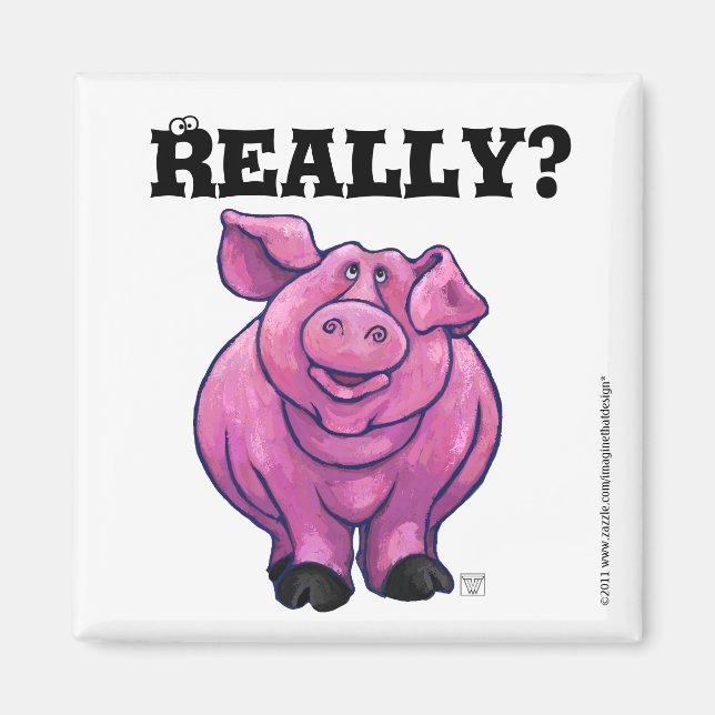 Aimant de rappel de régime de porc rose (Devant)
