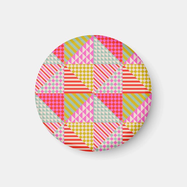 Aimant de réfrigérateur à patchwork géométrique co (Devant)