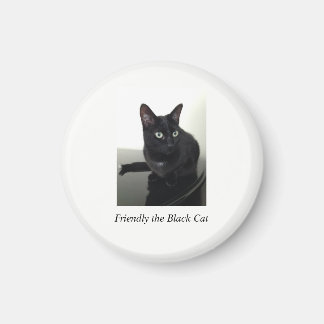 Aimant de réfrigérateur de chat noir - rond